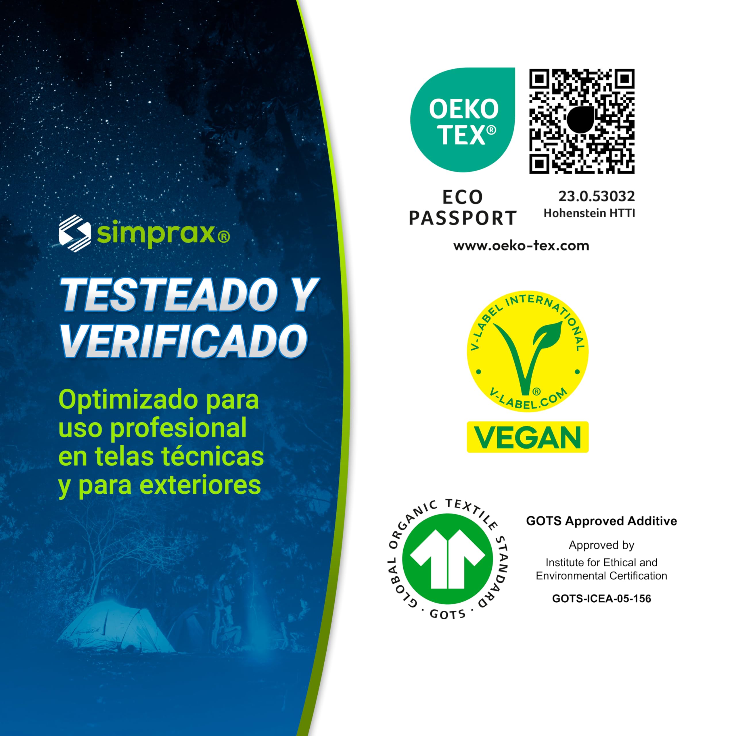 Spray Impermeabilizante Textil para Tiendas de Campaña Lonas Accesorios de Exterior - Certificado Oeko-Tex - Spray Impregnante Transparente Hidrofugo Ecologico con Protección UV - 5 L