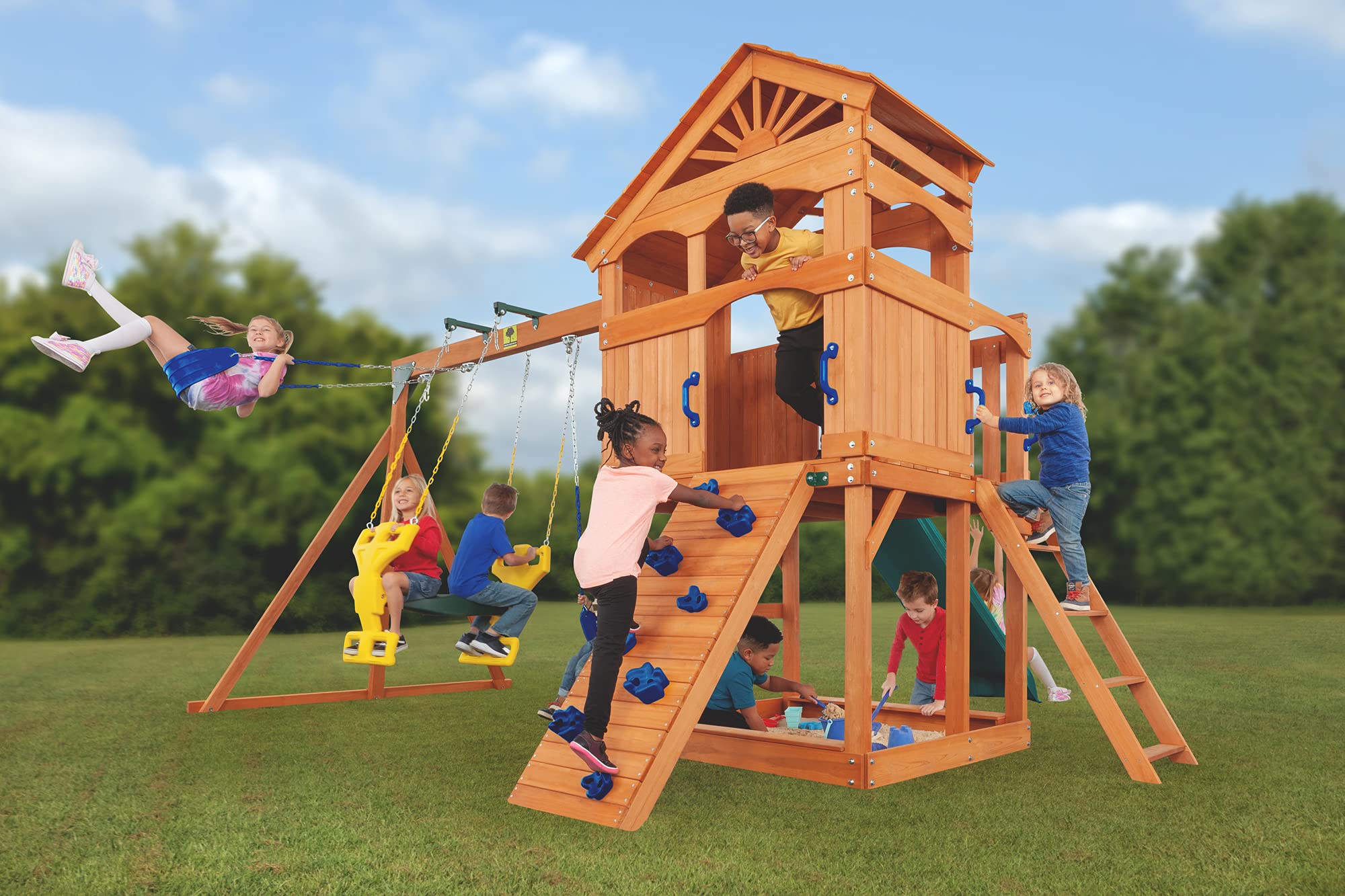 CREATIVE CEDAR DESIGNS Timber Valley Playset Accessories & Green Slide