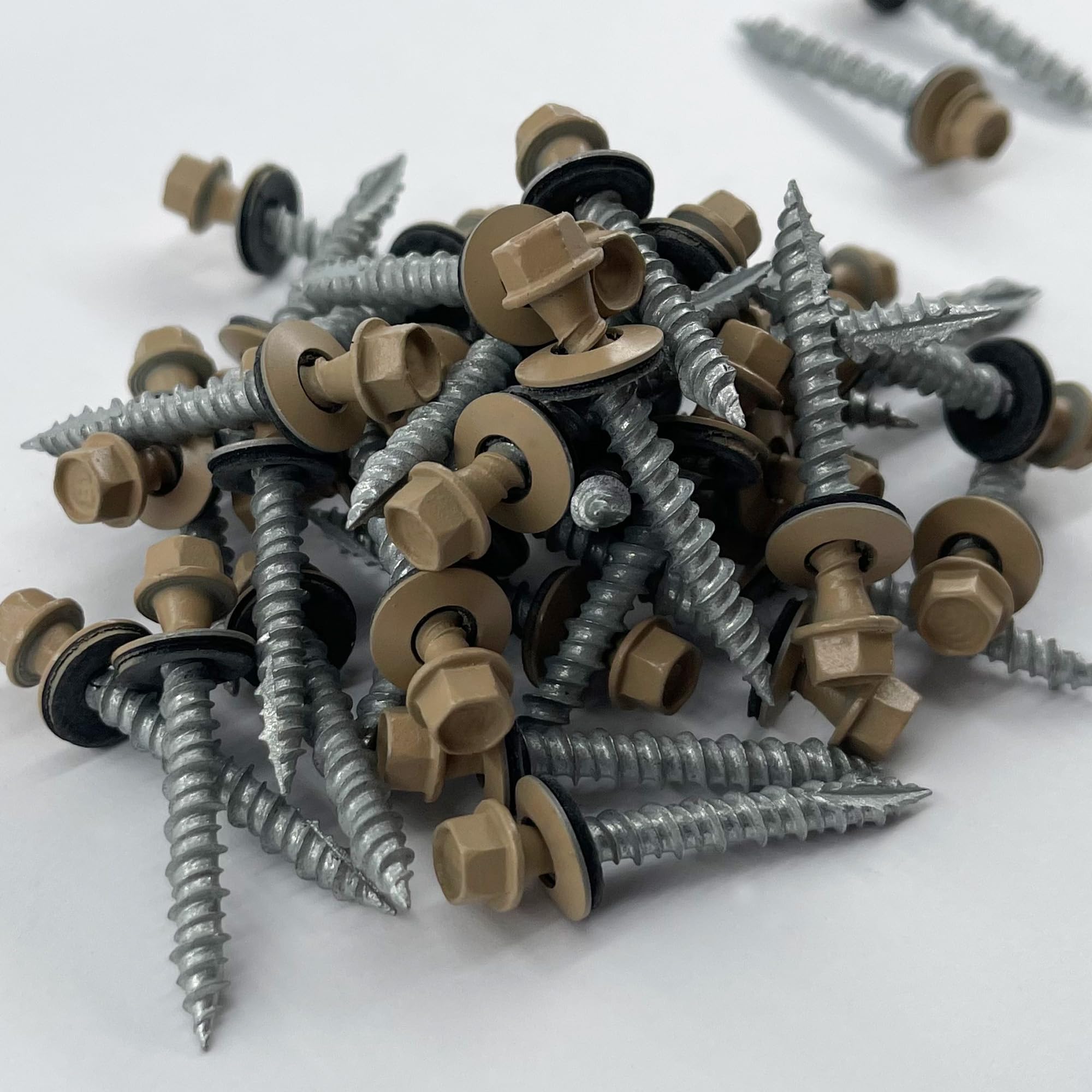 Metal Roofing Screws - #10 x 1.5” – Self Tapping Hex Head - EPDM Rubber Washer-for Metal to Wood, Corrugated, Siding, Sheds, Pancake Screw - ¼” Hex