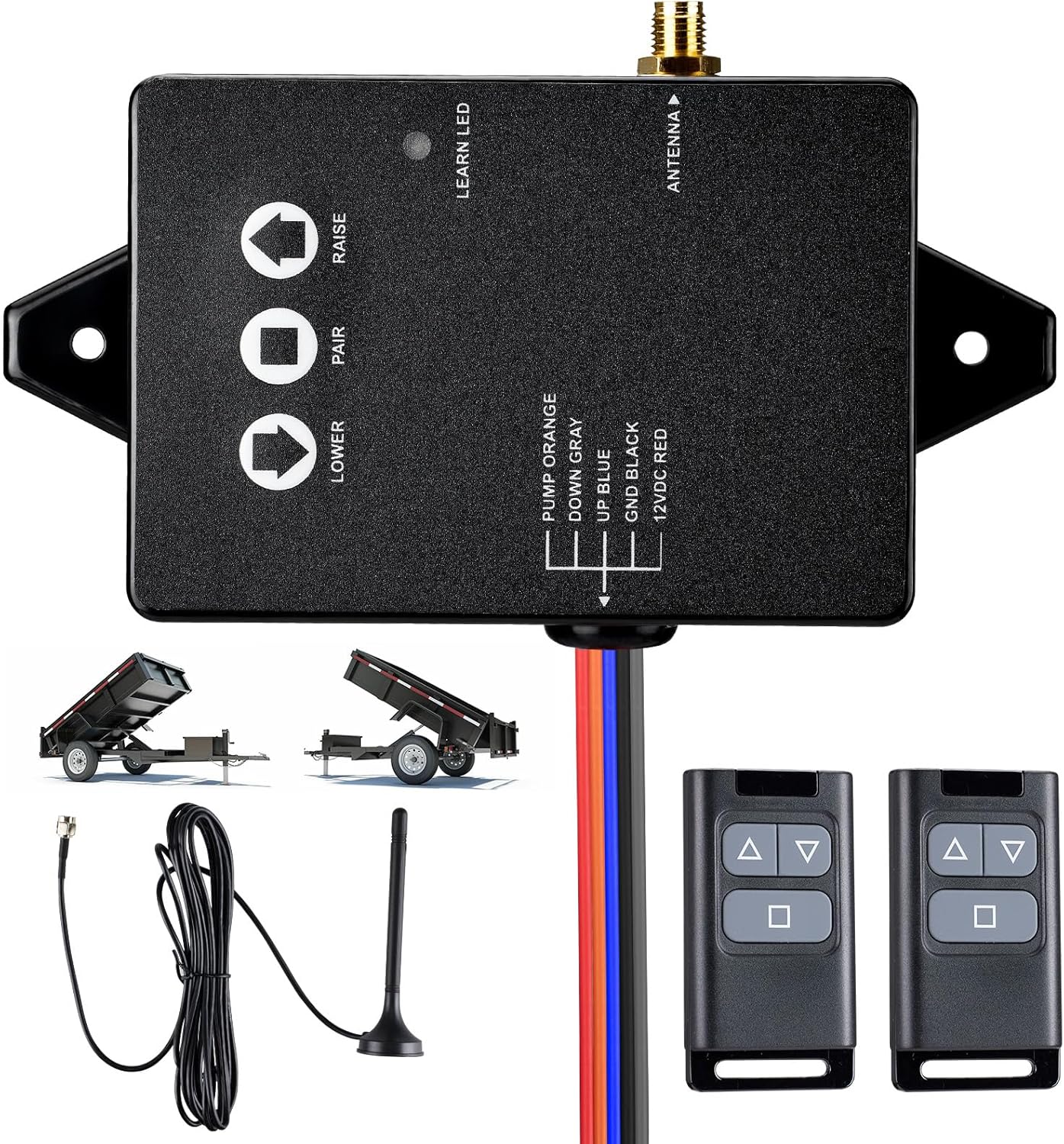 Upgraded Wireless Dump Trailer Remote Controller - High Power Edition for 3-Wire/4-Wire 12V Hydraulic Dump Trailer Wireless Remote Kit Hydraulic Trailer Controllers