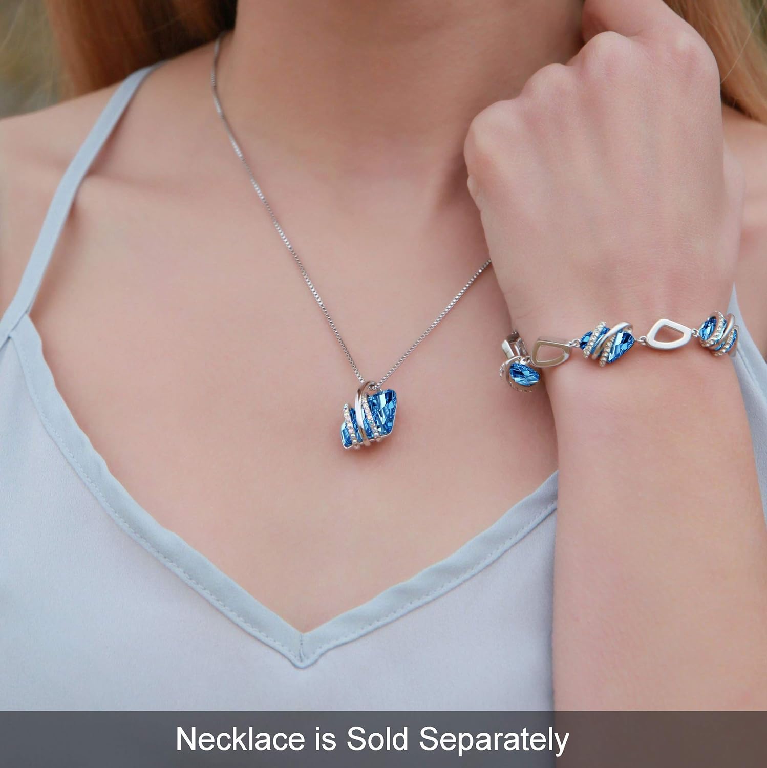 Leafael Wish Stone Link Charm Bracelet with Birthstone Crystals, Rose Gold Plated or Silver-tone, 7"+2" - Image 2