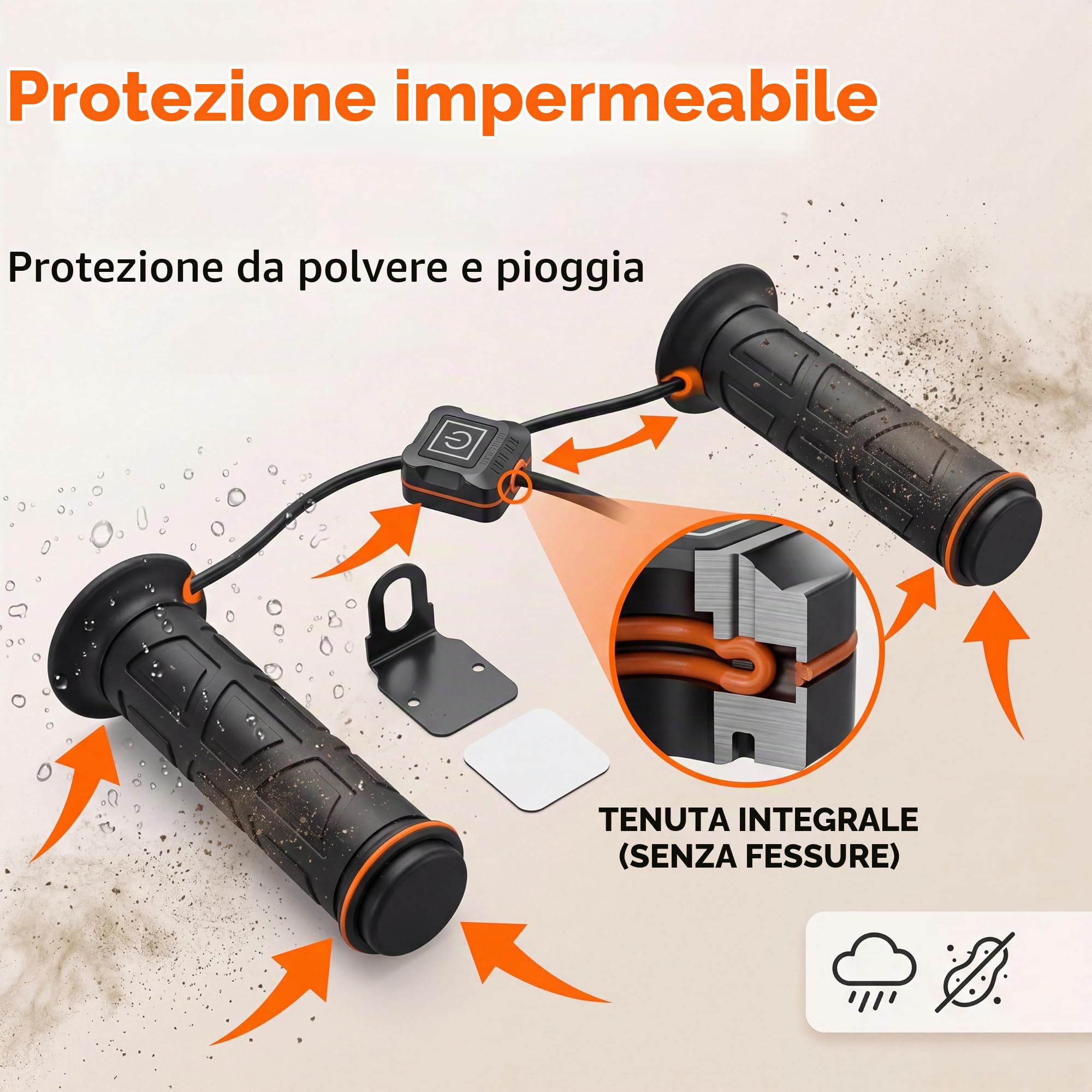 Luqeeg Manopole Riscaldate per Moto 12V, Temperatura Regolabile, 1 Paio Manopole Elettriche Riscaldate, Materiale Nitrile Impermeabile, Design Sigillato e Aperto, 7,5 A, per ATV