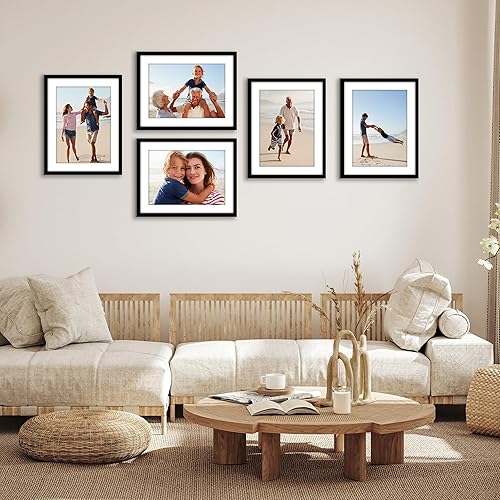 Vista 573 de Americanflat Portarretratos de 5 x 6 pulgadas con plexiglás pulido, juego de 5 portarretratos de 2 x 3 pulgadas con paspartú o para fotos de 5 x 6