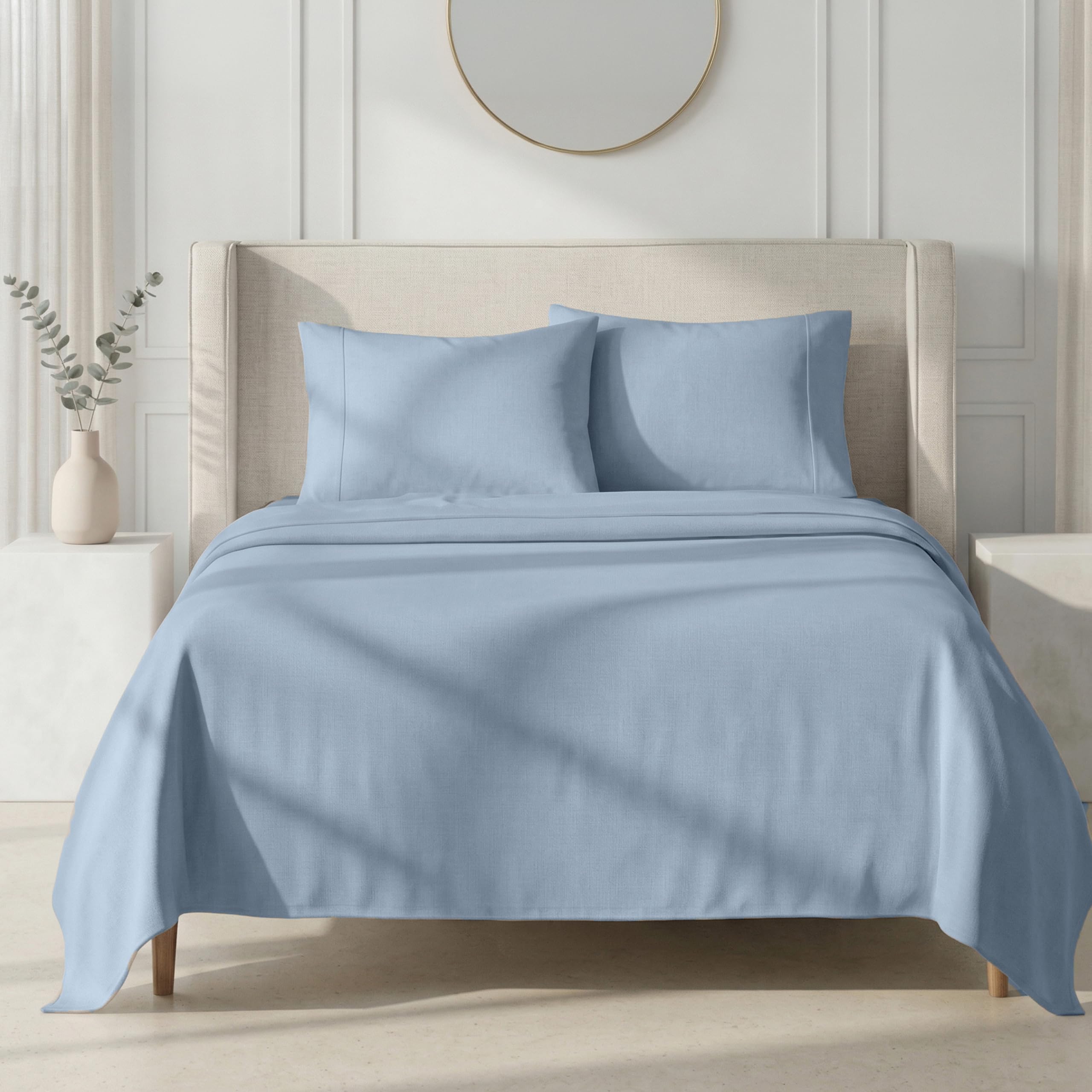 California Design Den King Sheets Set - 1000 Thread Count Sateen, Thick and Natural 100% Cotton Bed Sheet Set, Deep Pockets, Durable Bedding - Blue