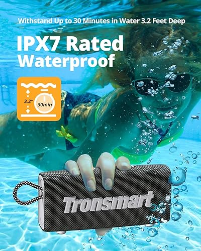 Miniatura 4 de Tronsmart Altavoz Bluetooth portátil, Altavoz impermeable inalámbrico de viaje con salida de 10 W, Bluetooth 5.3, IPX7 impermeable, tiempo de