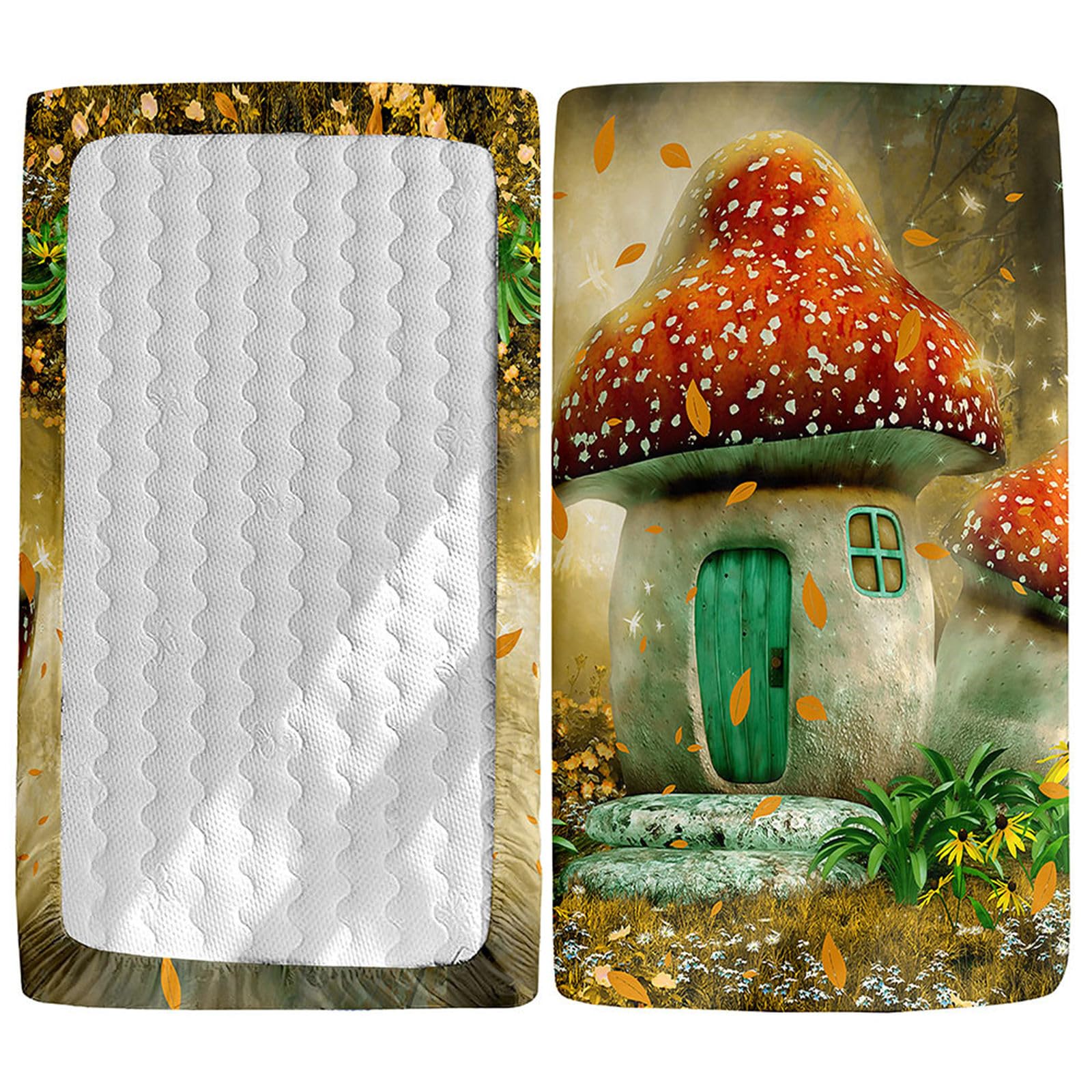 Odot Cot Bed Fitted Sheets, Mushroom Pattern Cot Bed Sheet Fitted Sheets for Cribs Baby Bed Sheets Soft Bassinet Sheets Cot Bed Mattress Protector for Boy Girl (Fallen Leaves,40x90cm) โ image 1