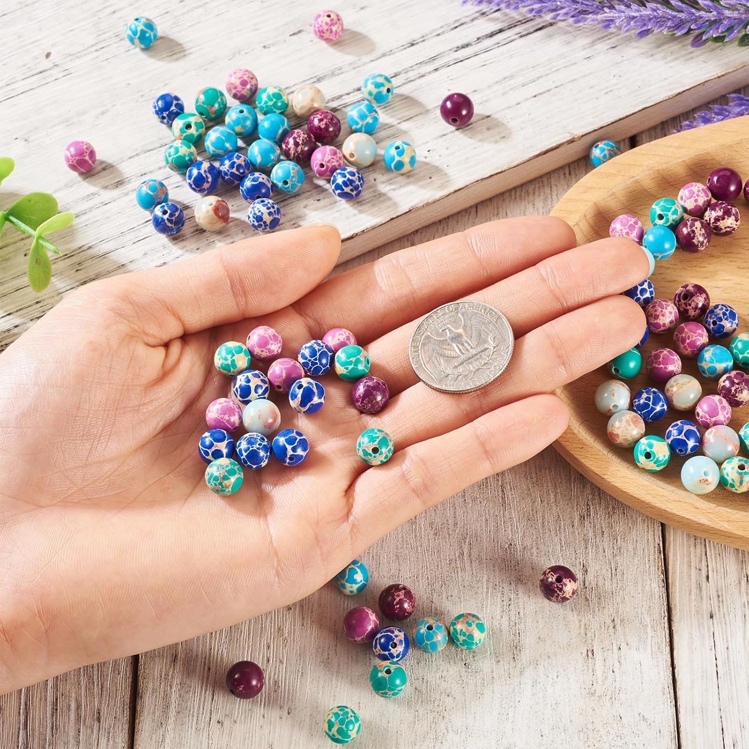 KISSITTY 150pcs 8mm Round Gemstone Beads Imperial Jasper Dyed Stone Crystal Loose Spacer Beads 6 Colors for DIY Jewelry Bracelets Necklaces Earrings Craft Making - Image 4