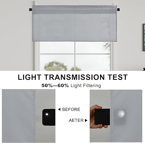 Miniatura 2 de XWZO Cortinas de cenefas de cocina para ventanas, sala de estar, dormitorio, baño, estilo granja, comedor, aislamiento térmico, bolsillo para barra,