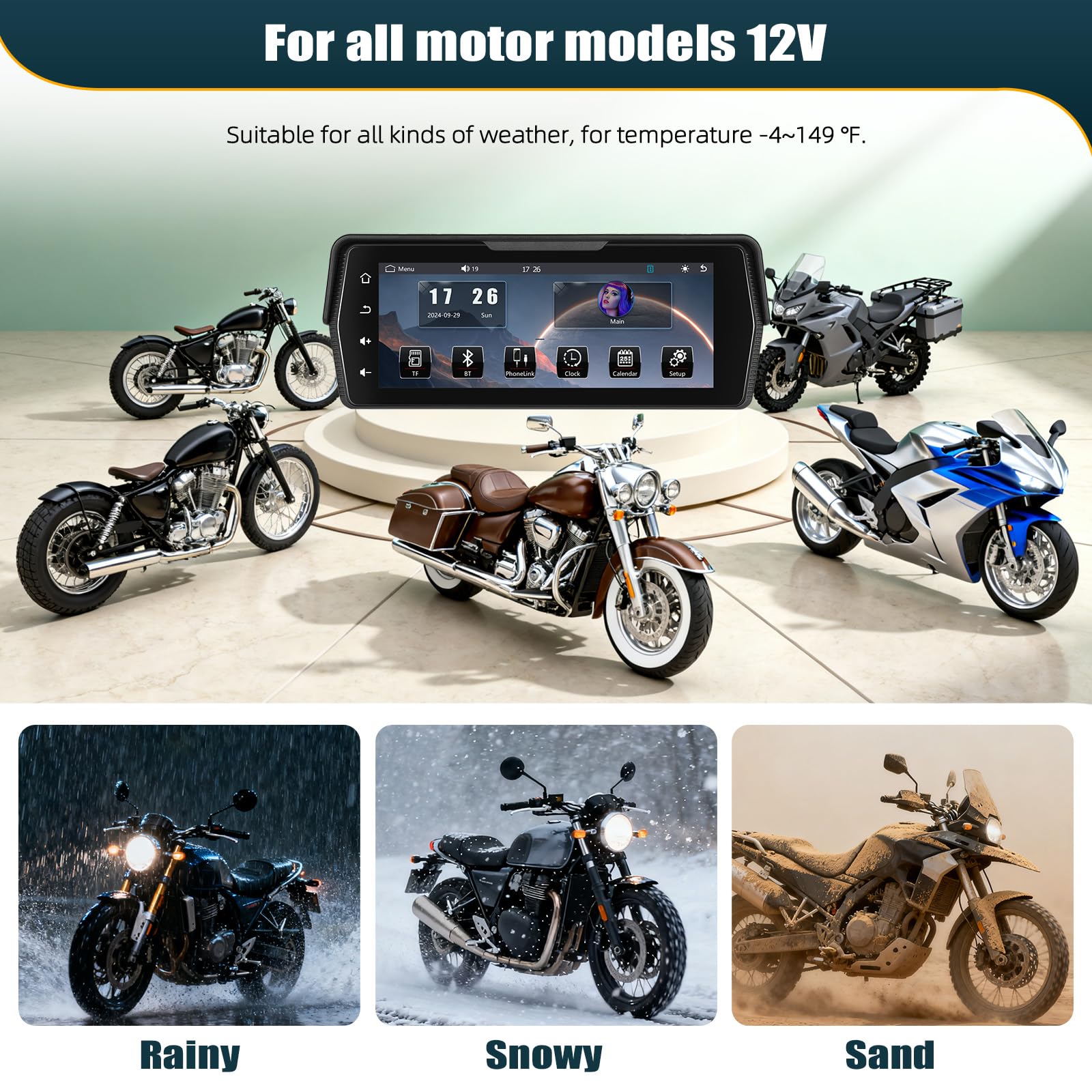 CMAECHO [2025] Dashcam Motorrad Carplay mit Vorne/Hinten Kamera, 6.86 Zoll HD Touchscreen IP68 Wasserdichter Motorräder mit Dual Bluetooth WiFi Android Auto Mirror Link Siri/G00gle Assistant