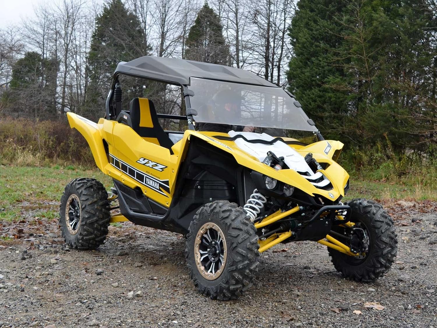 SuperATV Heavy Duty SCRATCH-RESISTANT Full Windshield Compatible with 2016-2018 Yamaha YXZ | 1/4" Thick Polycarbonate | XR Optic Hard Coating | Includes Pre-installed Bulb Seal