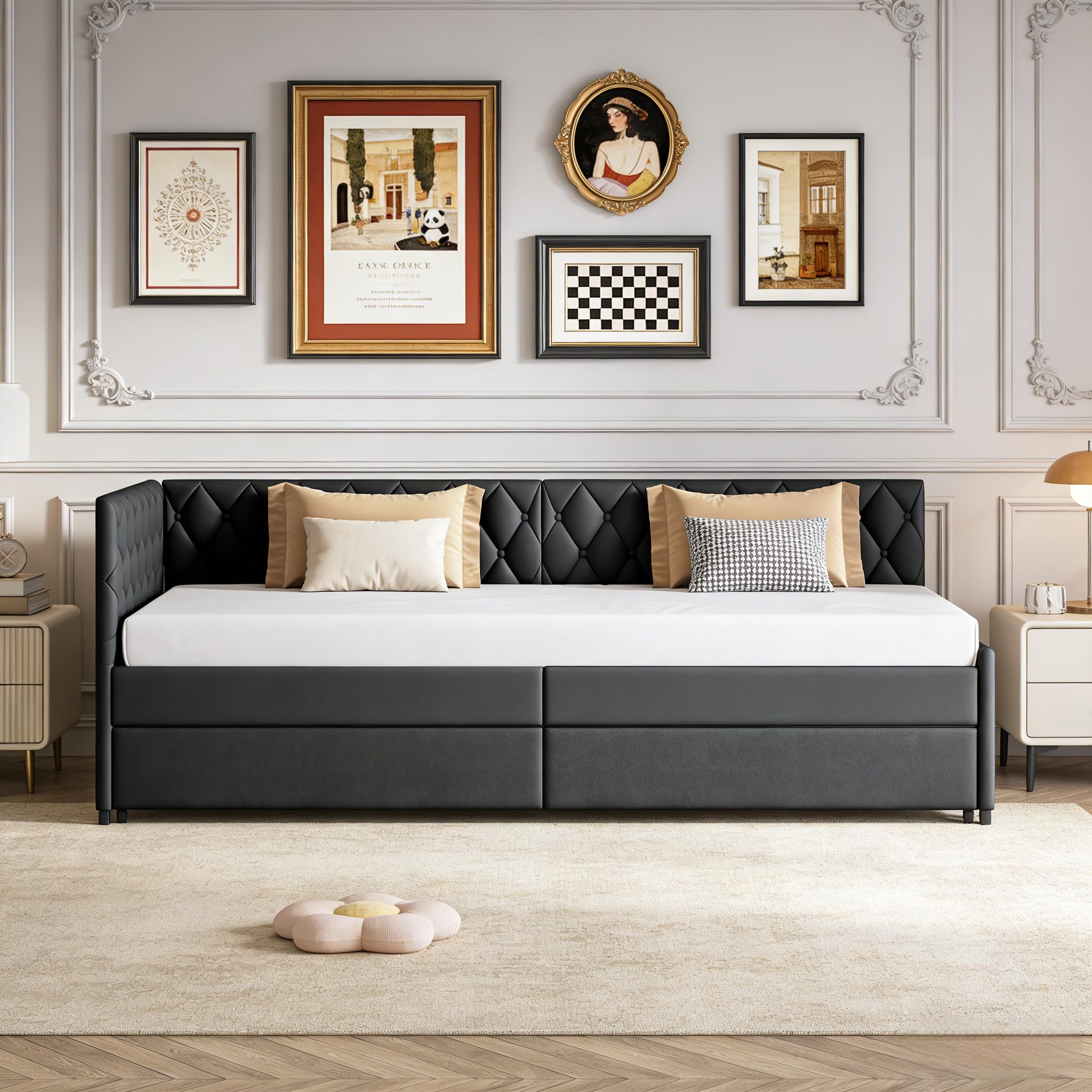 Sofá cama desplegable de 90x200 cm, sofá cama desplegable tapizado, sofá cama desplegable con somier, cama multifuncional, cama funcional, sofá cama para sala de estar dormitorio, sin colchón (Gris)