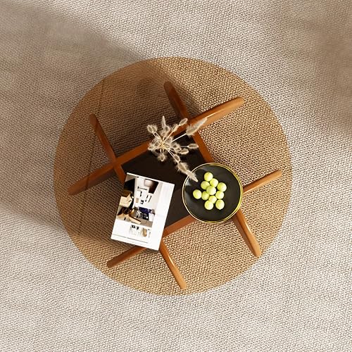 Miniatura 2 de Mesa de centro redonda de vidrio de 31.5 pulgadas, mesa central simple y moderna con tapa de vidrio templado para espacios pequeños, mesa de centro