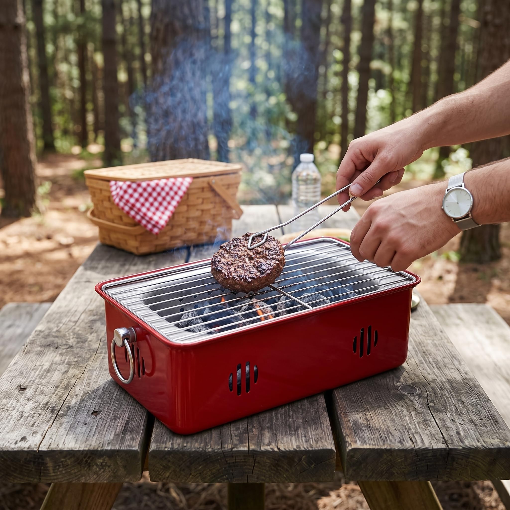 Grill a Portatile - Grill Barbecue in Metallo per Campeggio e Picnic - barbeque