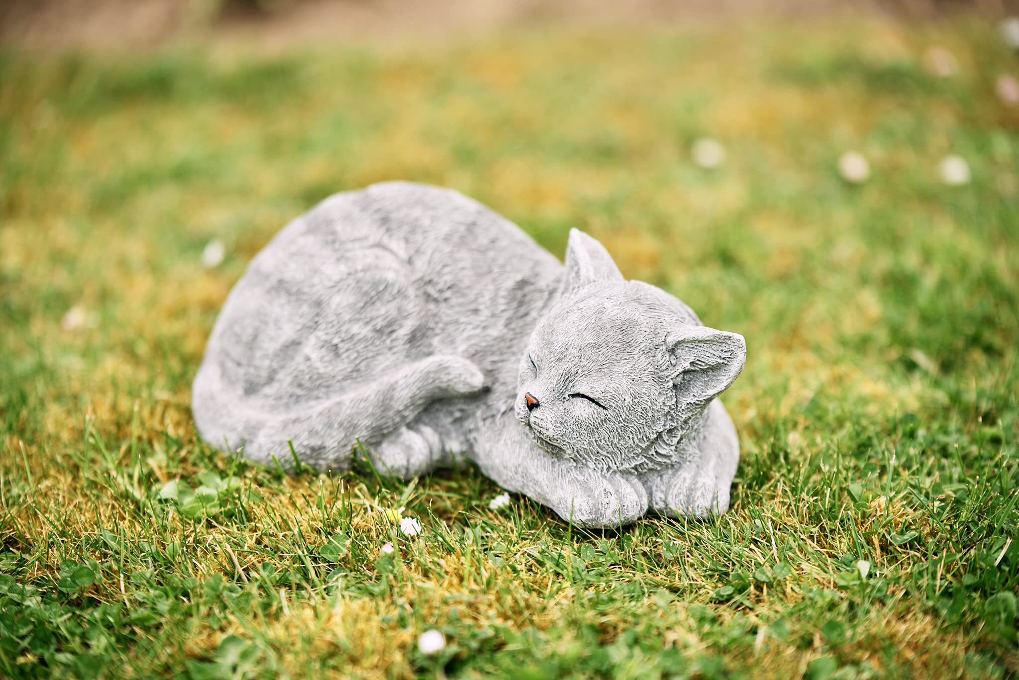 stoneandstyle Statua in pietra, Gatto in pietra, fatto a mano, resistente al gelo