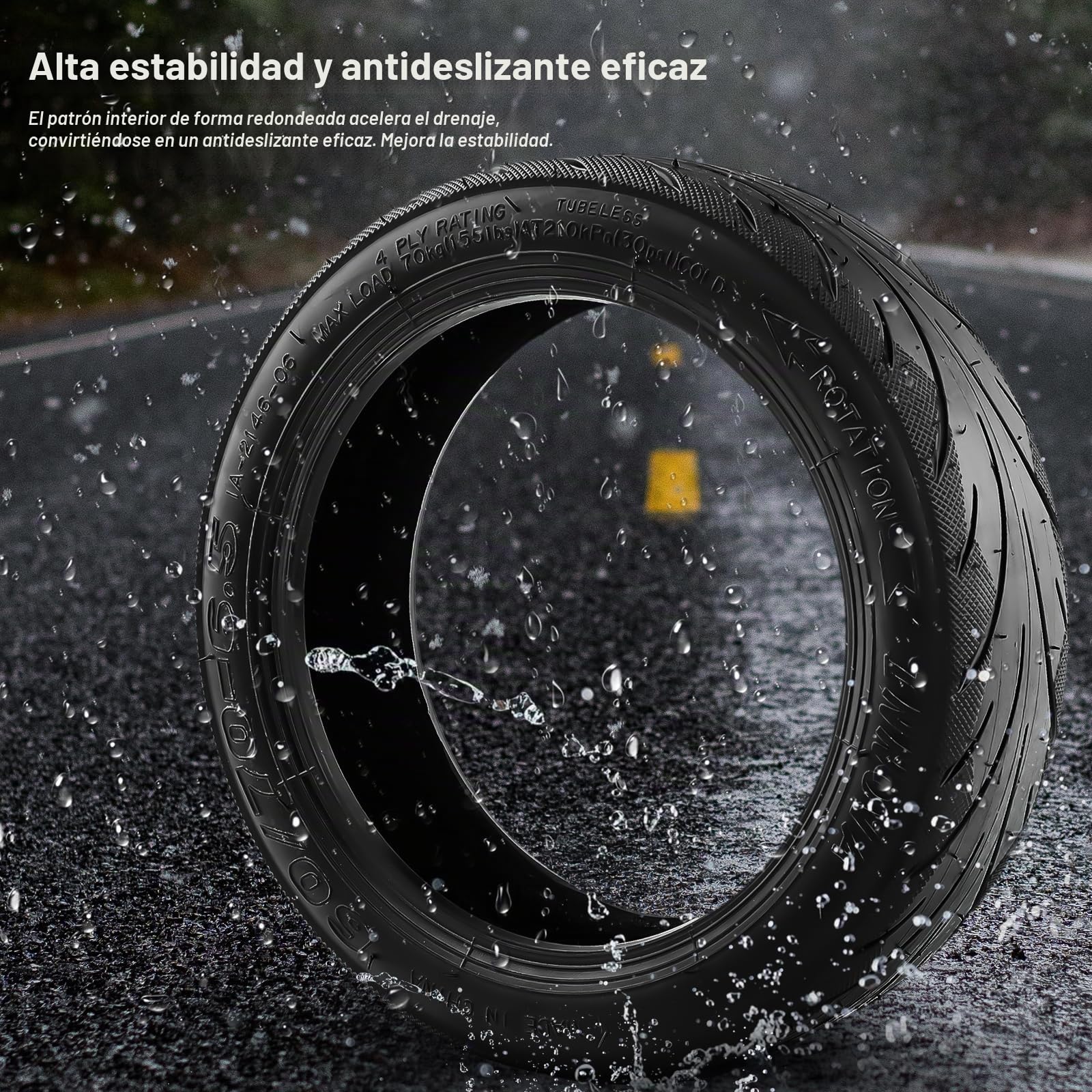 60/70-6.5 Ruedas de Caucho Autorreparables para Ninebot Max G30 Patinete Eléctrico, Neumático de Vacío con Válvula, 10 Pulgadas Tubeless Rueda con Resistente al Desgaste y Antiperforación