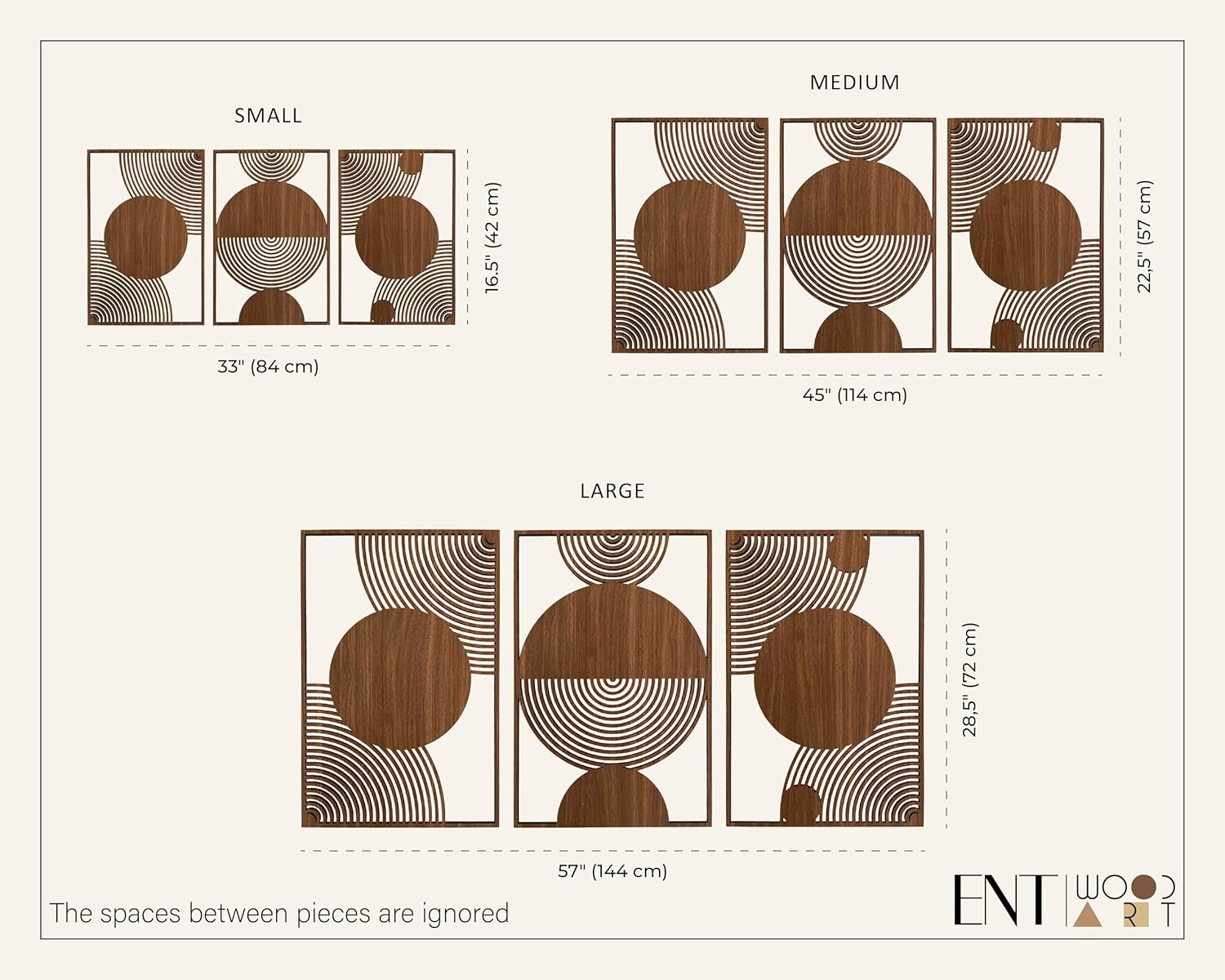 Mid Century Modern Wall Art Wood Decor, Boho Wood Wall Art in Midcentury Modern Style, Set of 3 Large Wooden Mid Century Wall Art, Home Gift