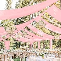 Vista 44 de 6 paneles de cortinas blancas para boda, cortinas de gasa transparente de 5 x 30 pies para arco, fiesta, ceremonia y decoración de escenario