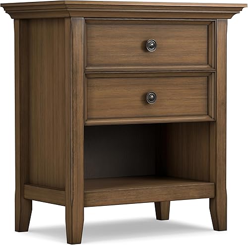 Miniatura 109 de SIMPLIHOME Amherst Mesita de noche tradicional de madera maciza de 24 pulgadas de ancho, color gris niebla, para sala de estar y dormitorio Gris