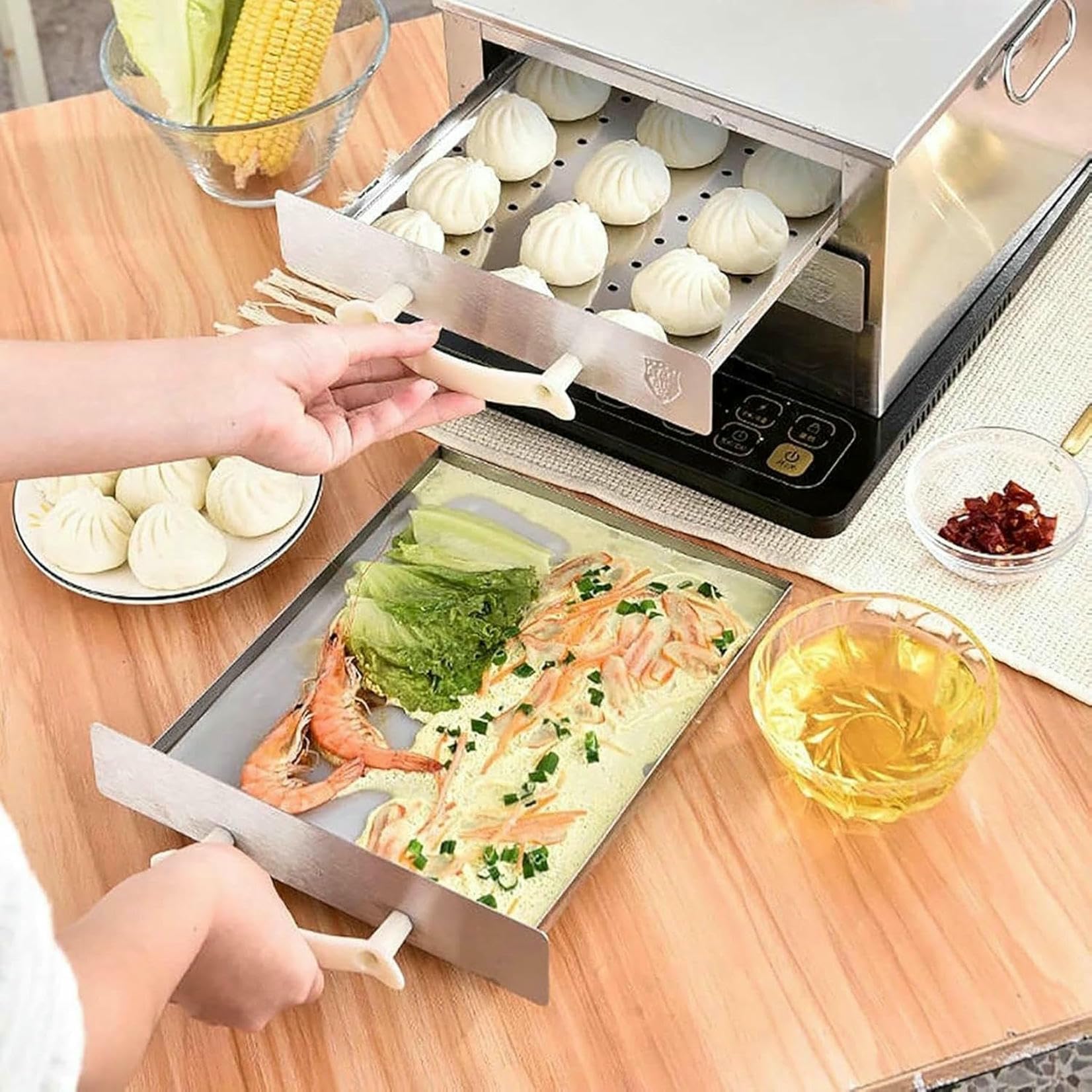 Macchina per involtini di pasta di riso, vapore in acciaio inossidabile, pentole a 2 strati per autentica cucina cantonese
