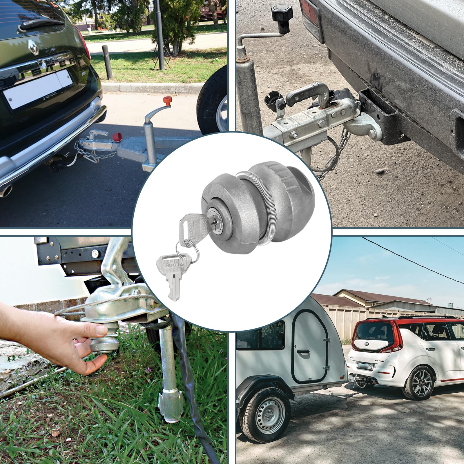 Zabezpieczenie przed kradzieżą przyczepy do zaczepu kulkowego antykradzieżowego do przyczepy holowniczej blokady zaczepu blokady czaszkowego Hitchlock Kłódka do przyczepy kempingowej z 2 kluczami