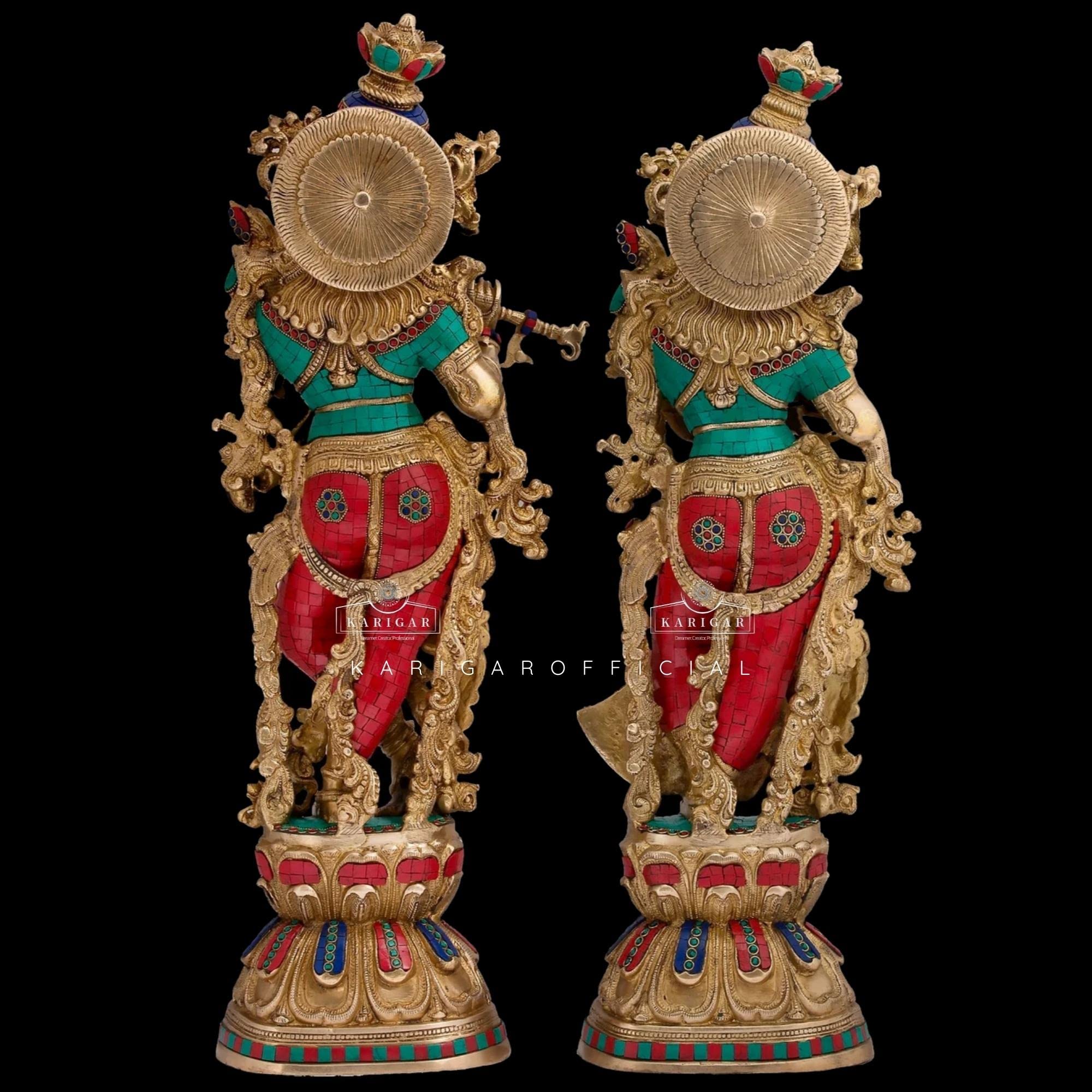 Amazon.co.jp: Radha Krishna 像 ラージ、46cm ビッグサイズ 真鍮 神聖