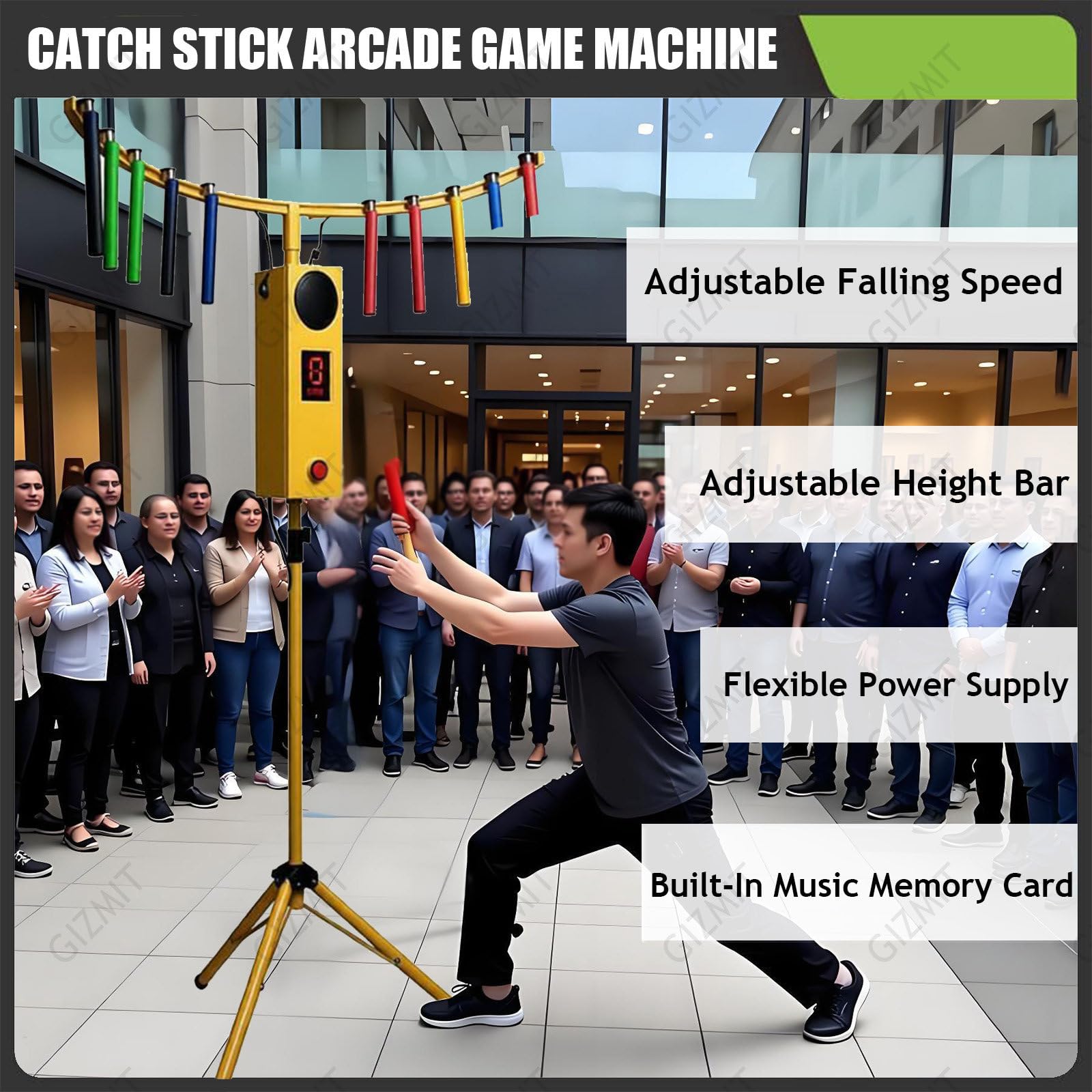Automat do gry „Catch Stick”, maszyna do koordynacji wzrokowo-ruchowej – automat zręcznościowy „Catch Stick”, gra refleksyjna ze światłami i dźwiękiem na imprezy Black