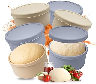 Relaxdays Pizza box set, silicone, up to 350 g dough, H x D: 6.5 x 14.5 | HxD: 6.5 x 14.5 cm, pizza dough container with lids