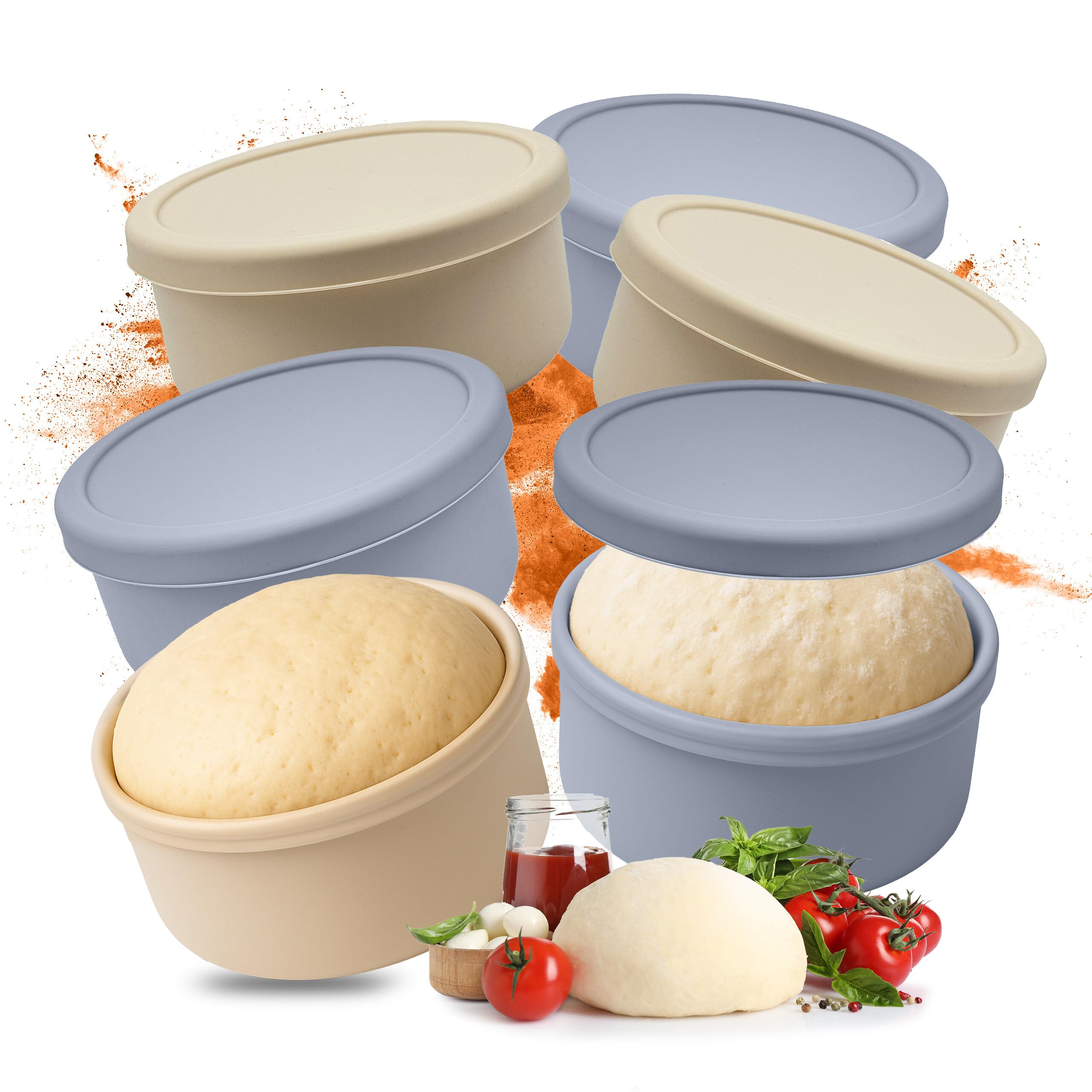 Boîte à pâte à pizza de 14,5 cm Relaxdays avec couvercle hermétique en silicone