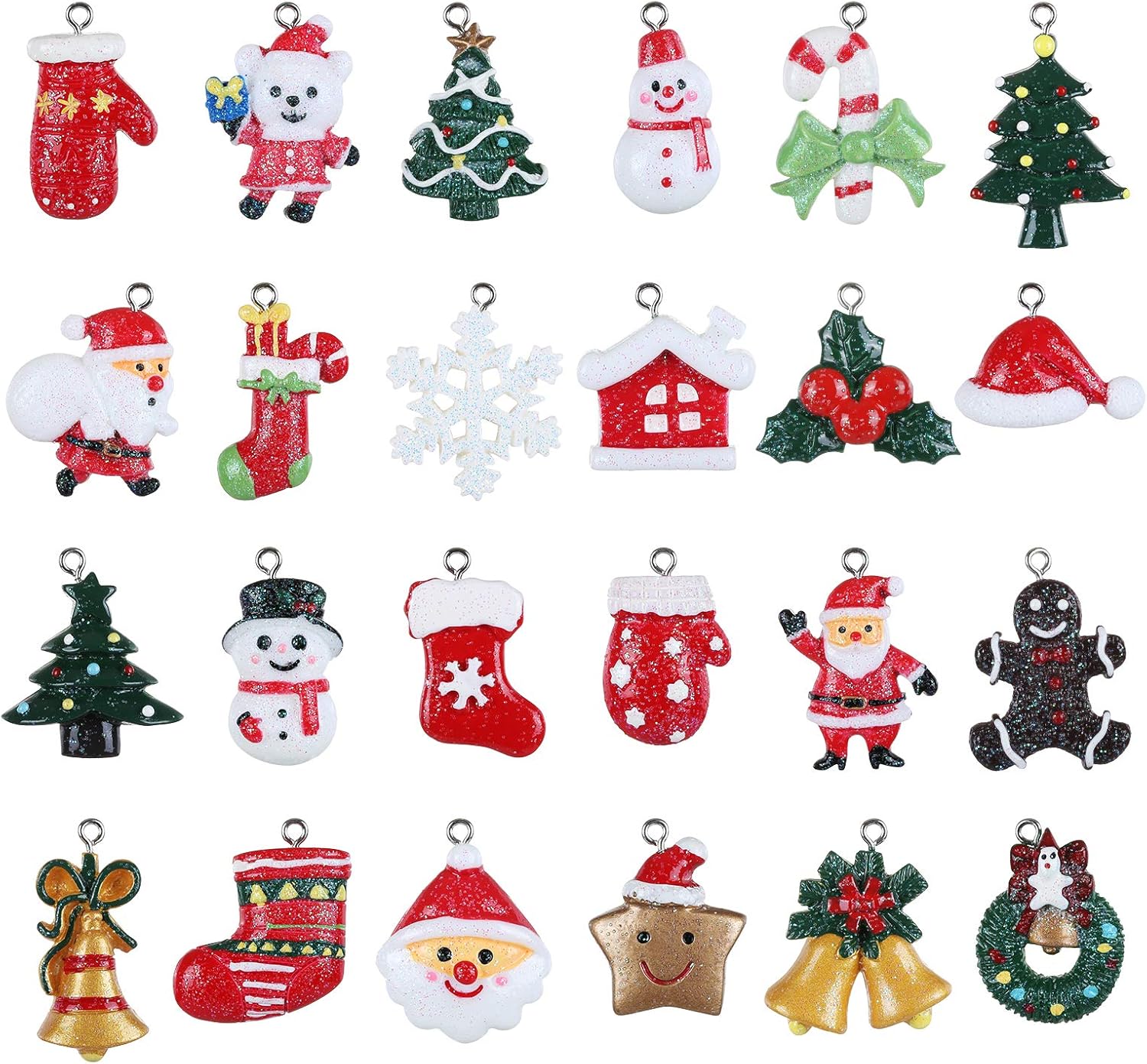 GWHOLE 24 Pcs Christmas Pendant Charm Mini Christmas Tree Ornaments Set, Santa Clause, Snowman Ornaments Resin Charm Xmas Decoration Ornament DIY Craft GWHOLE 24 Pcs Christmas Pendant Charm Mini Christmas Tree Ornaments Set, Santa Clause, Snowman Ornaments Resin Charm Xmas Decoration Ornament DIY Craft