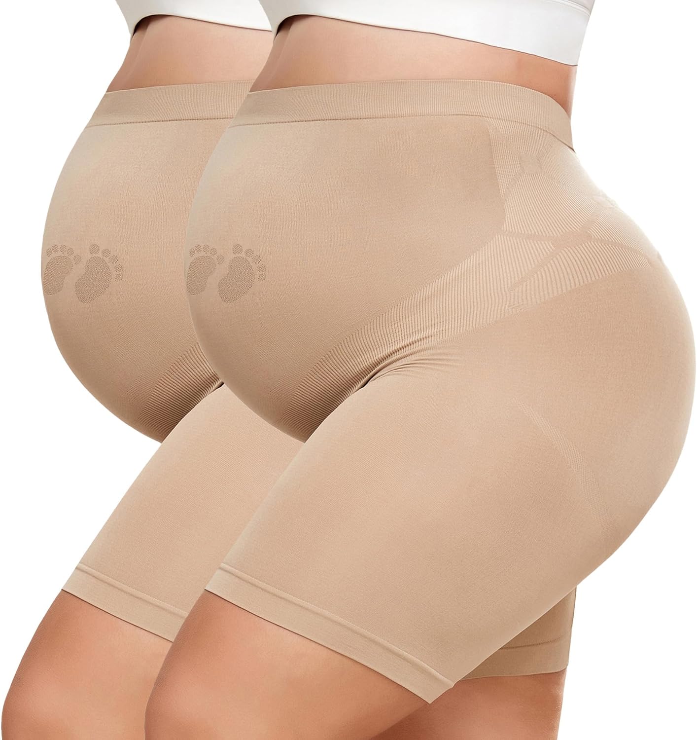 Y25D Maternity Shapewear for Under Dresses Over Belly Pregnancy Underwear Mid-Thigh High Waist Shorts Panties for Baby Shower