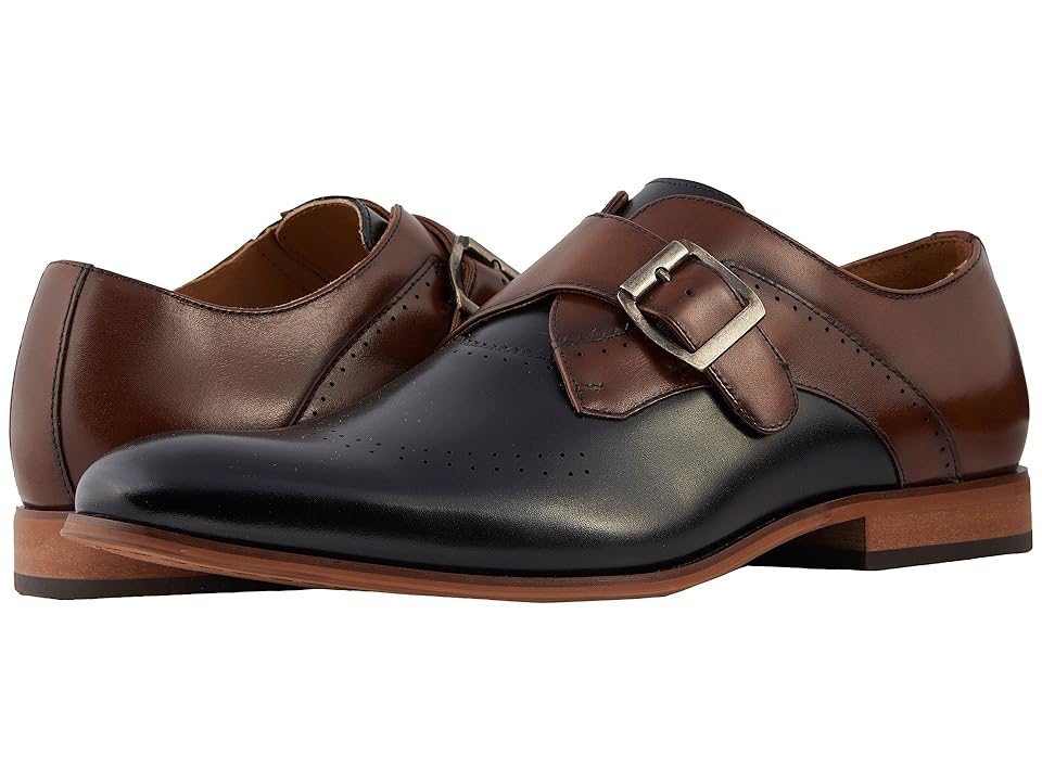 

Stacy Adams Saxton Perfed Wingtip Monkstrap (Black/Cognac) Men's Shoes