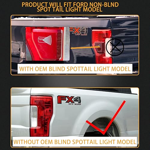 Miniatura 3 de Conjunto de luz trasera trasera izquierda del lado del conductor compatible con Ford F-250 F-350 2017-2019 Super Duty luces traseras de freno de
