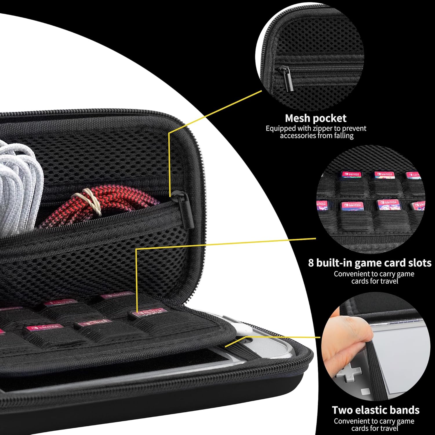 FANPL Carrying Case for Nintendo Switch Lite, Portable Travel Accessories Bundle with Blue Switch Lite Storage Case, Clear Protective Skin Shell, Screen Protector and 10 Thumb Grip Caps