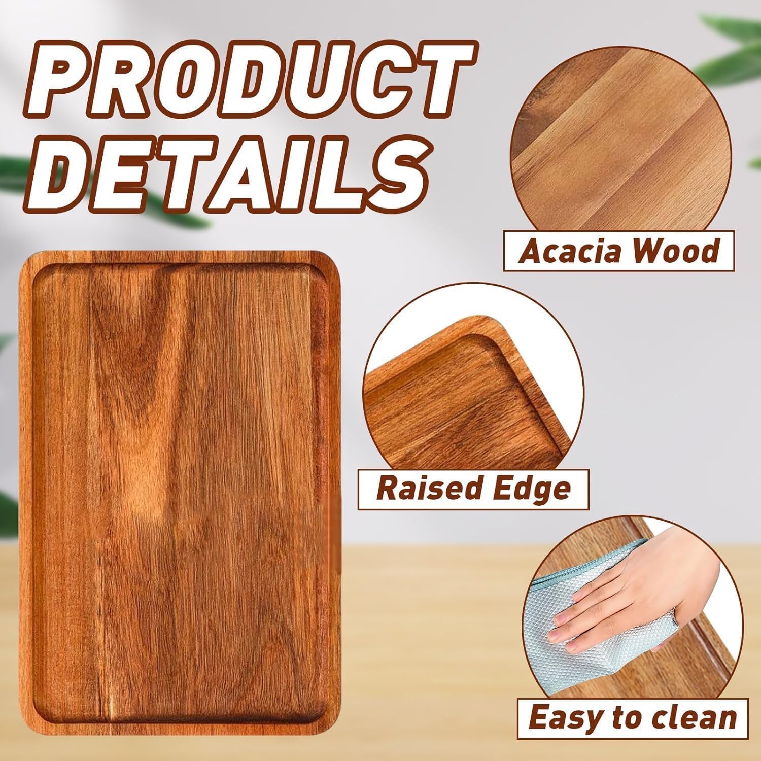Acacia Wood Serving Tray 12 Pack Rectangular Platter Board