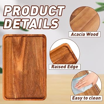 Acacia Wood Serving Tray 12 Pack Rectangular Platter Board