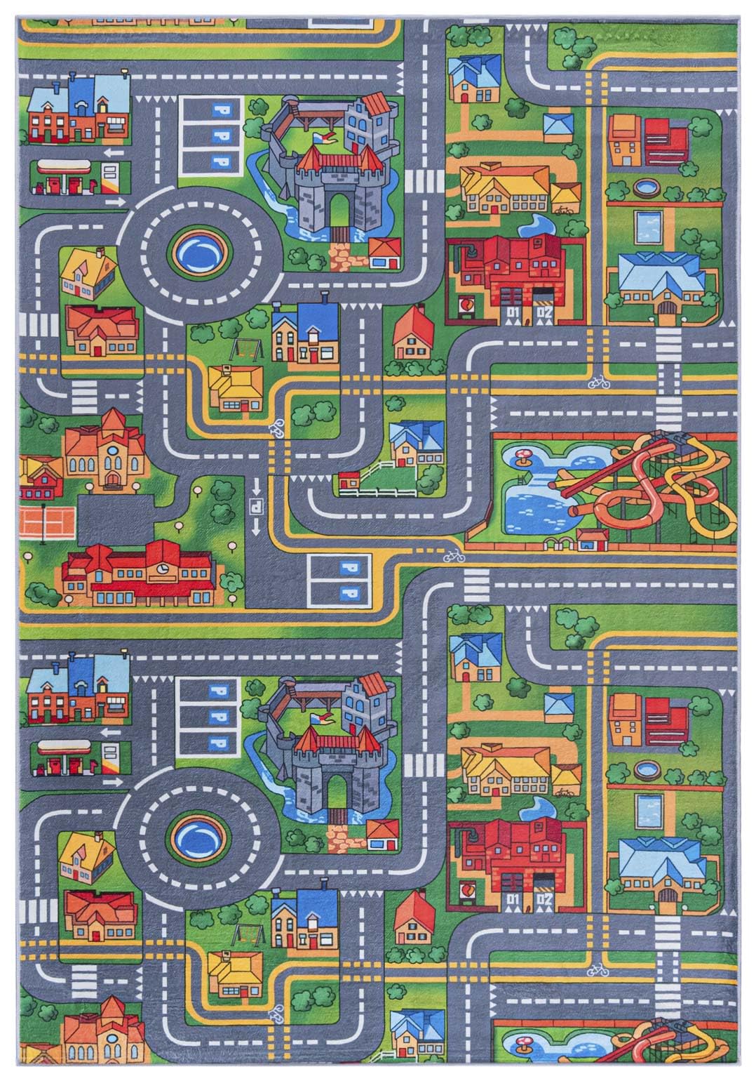 Mazovia Tapis Enfant Chambre d'enfant 80x150cm Anthracite Gris Rues Élégant
