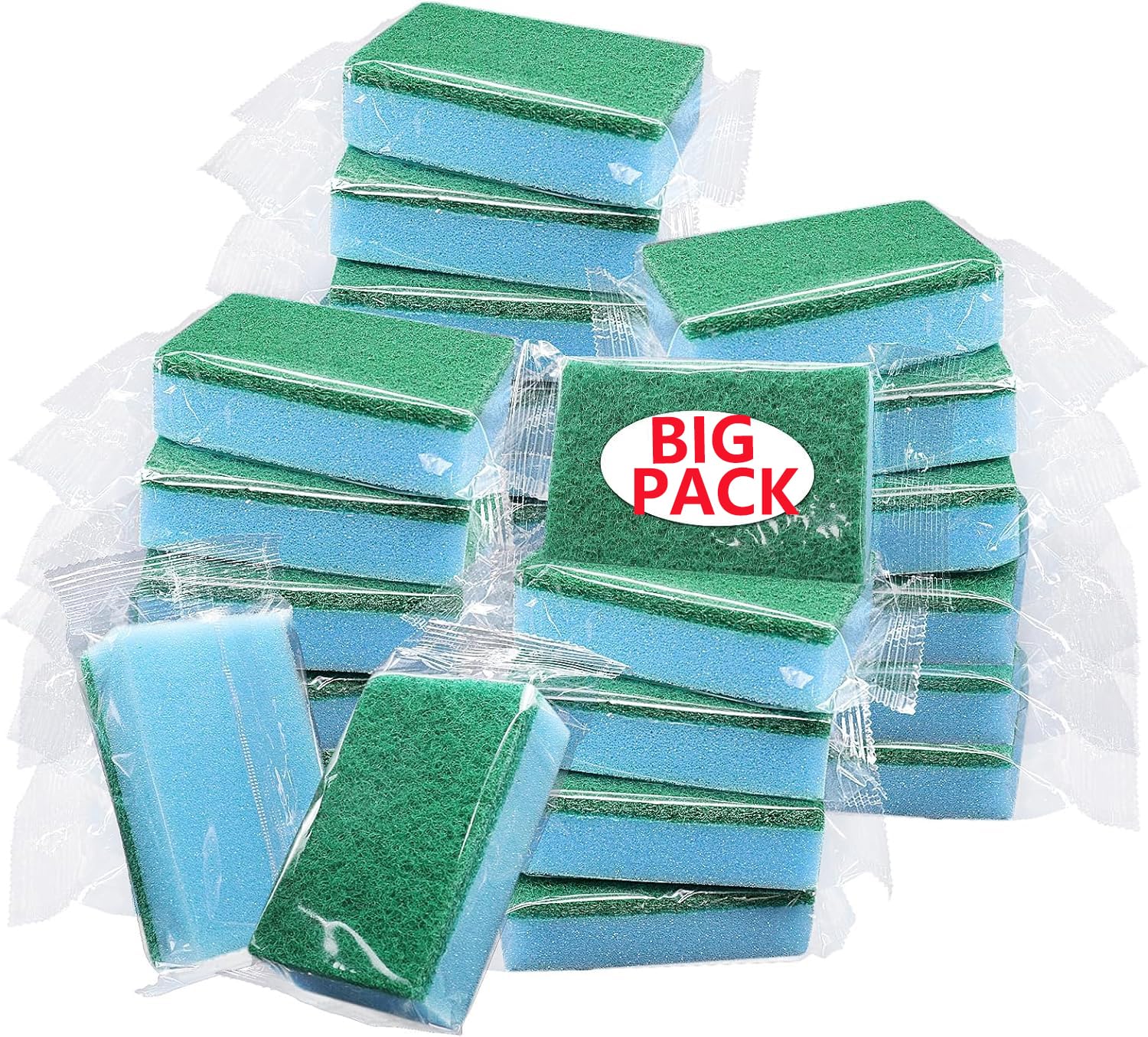 Paquete de 660 esponjas azules envueltas individualmente, esponja envuelta individualmente para cocina, fregar, lavar platos, lavar platos, limpieza de lavavajillas, fregadero, funda a