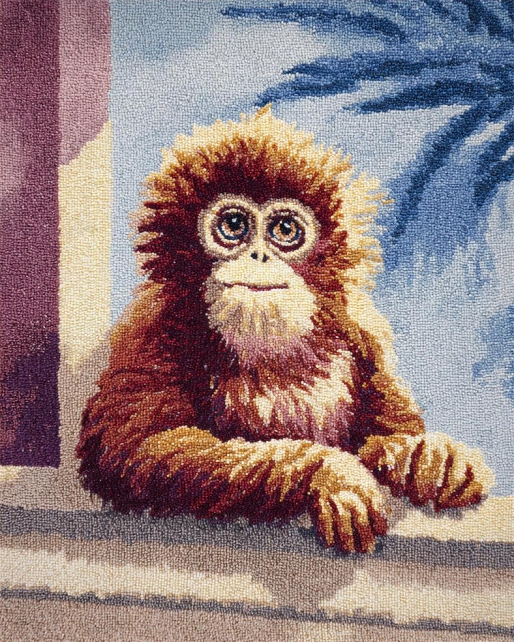Henypt DIY Latch Hook Rug Kits Monkey by the Window 52x38cm