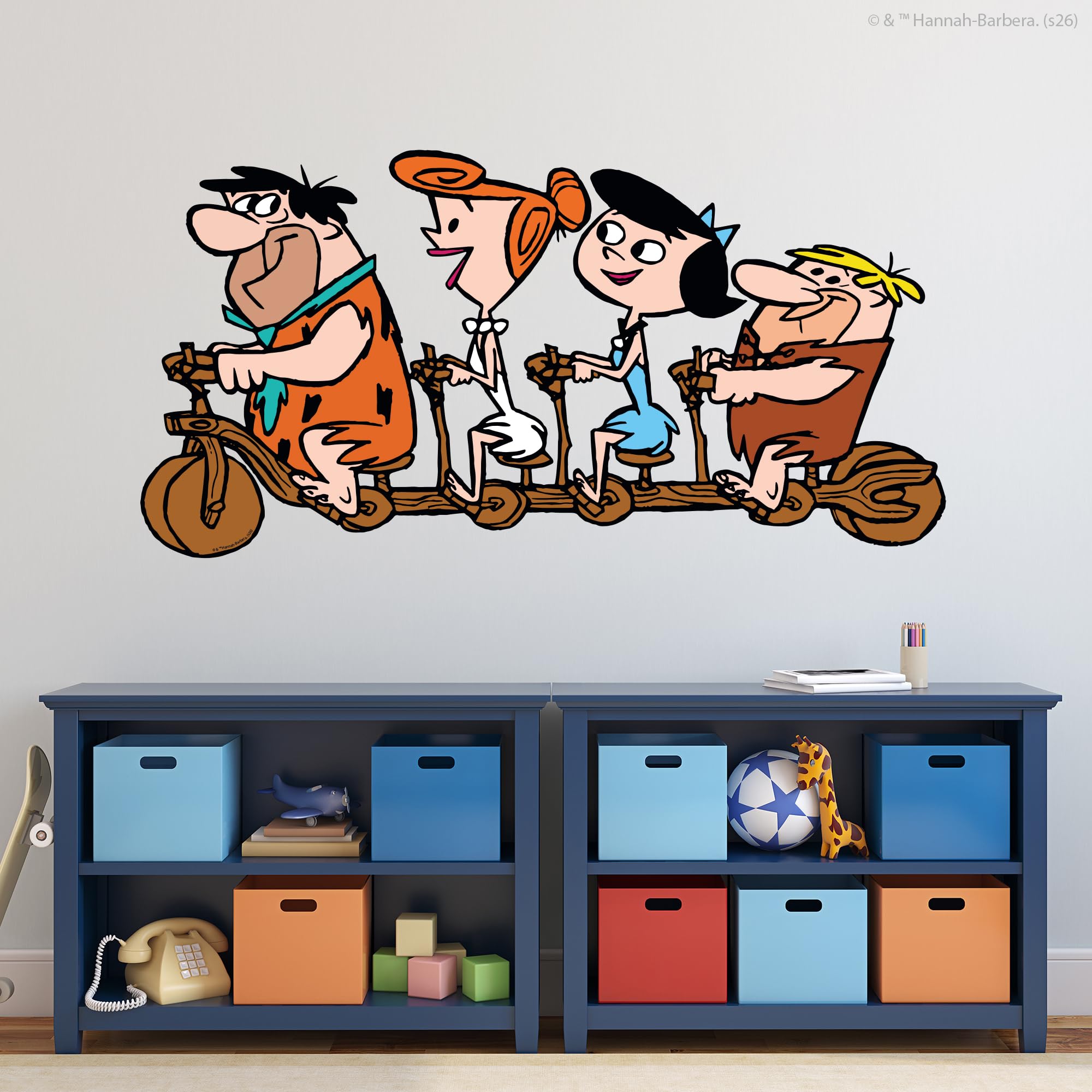 The Flintstones Wall Sticker - Group Bike Decal Wall Art (120cm Width x 60cm Height)