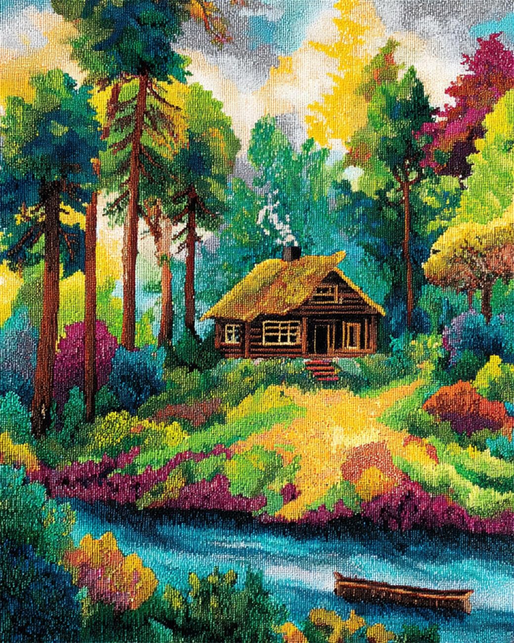 RKFLGEW DIY Bead Embroidery Kit Colorful Forests 50x70cm