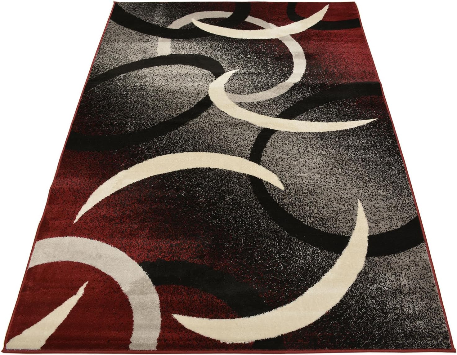 Comfy Collection Samba Circles Design Area Rug Modern Contemporary Rug (Red Grey, 18" X 30" Mat)