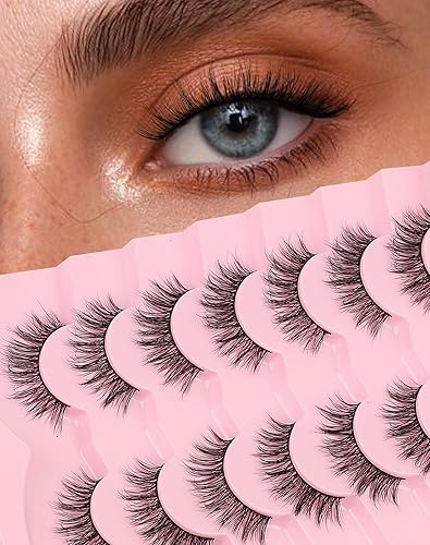 Miniatura 33 de Jiocolor Pestañas postizas de aspecto natural, pestañas cortas y esponjosas, aspecto natural, 0.55 pulgadas, pestañas postizas 3D de visón