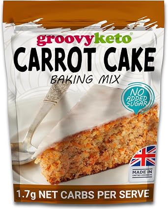 Groovy Keto Carrot Cake/Cupcake Mix | Low Carb | Keto Friendly | Sugar Free | Only 1.7g Net Carbs Per slice | Keto Baking Mix, Diabetic Friendly - 260g Pouch