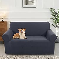 Vista 34 de Funda elástica para sofá, lavable, protector de muebles con espuma antideslizante y parte inferior elástica para niños, perros (sofá biplaza/beige)