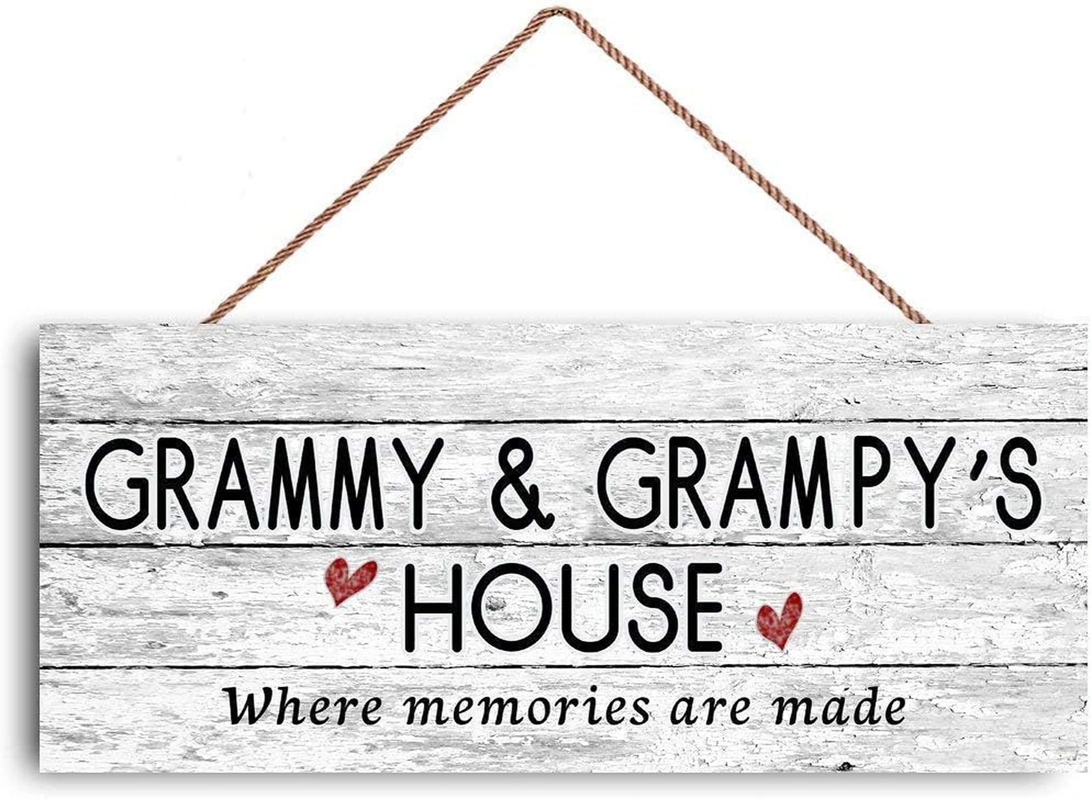 12x6 inch New Sign GRAMMY AND GRAMPY's House Sign, Where Memories Are Made, Distressed Style, Gift for Grandparents, Indoor Outdoor