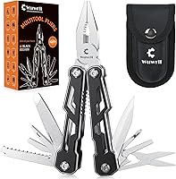 Vista 1 de Multiherramienta con bloqueo de seguridad, juego de cuchillos de bolsillo de acero inoxidable 16 en 1 con alicates, herramienta de campamento