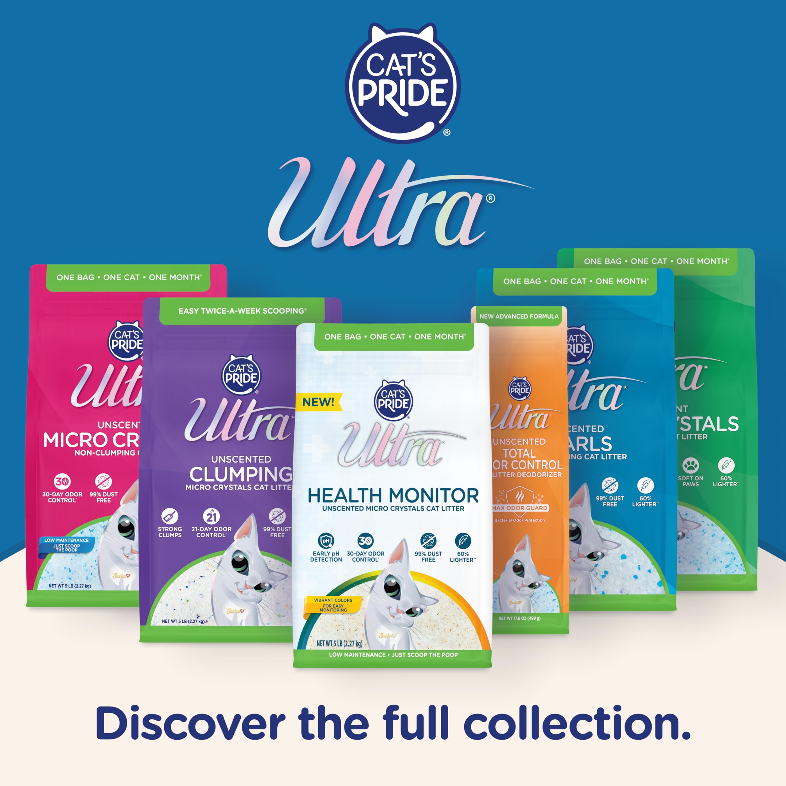 Ultra Arena para Gatos Fresh Scented Micro Crystals Premium, 99.9% Libre de Polvo, Suave para Las Patas, 15 Libras en Total (3 Paquetes de 5 Libras)
