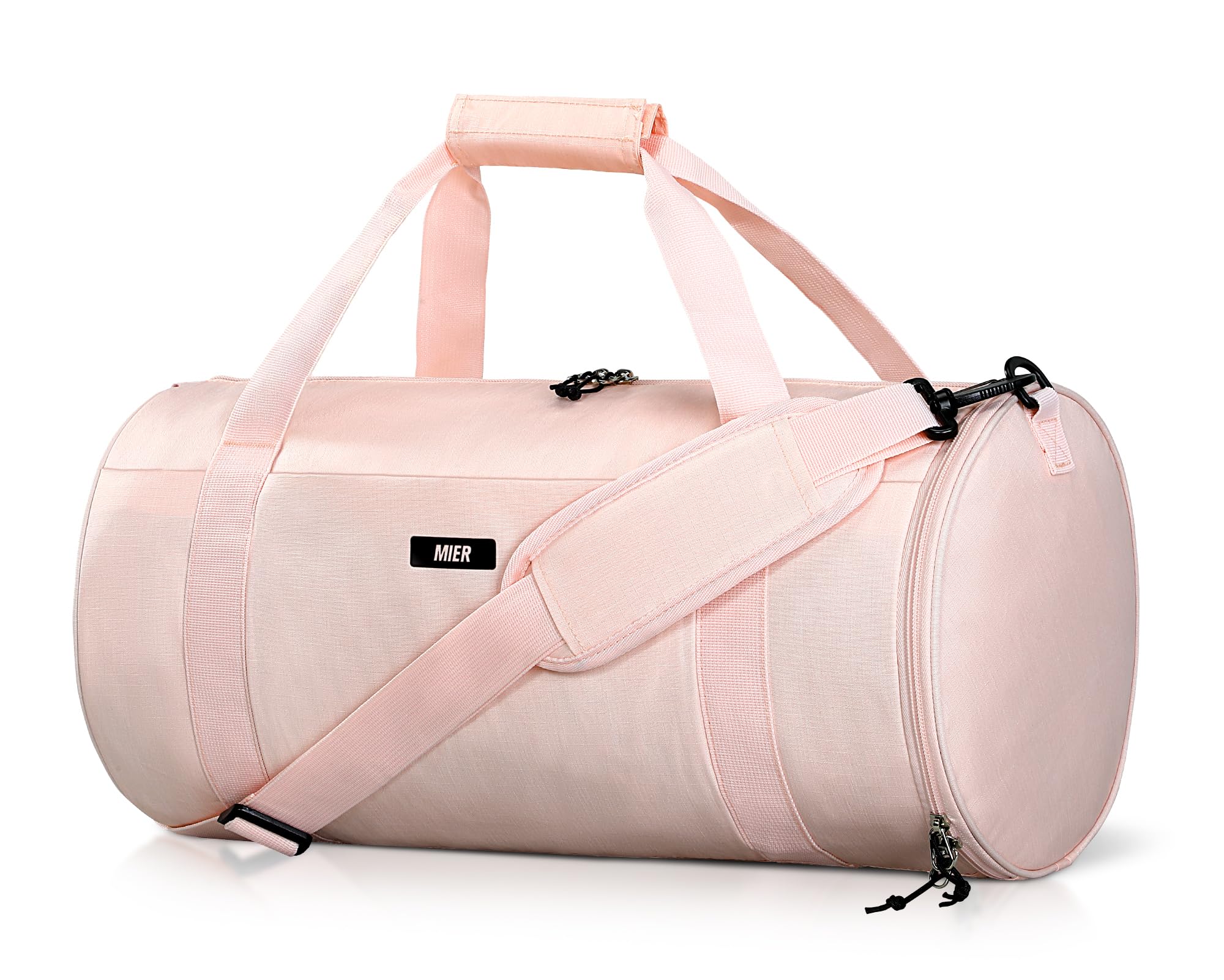 MIER Gym Bag Round Duffle Bag with Shoe Compartment & Wet Pocket, Lightweight Carry on Duffel for Men Women Workout Fitness Travel Sports, 24L, pink, 24L US, Sporty