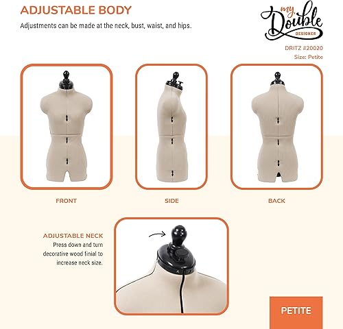 Miniatura 5 de Dritz My Double Designer - Vestido ajustable para mujer, tallas de 0 a 6 de EE. UU., maniquí de costura con torso de cuerpo fijable, 13 diales y