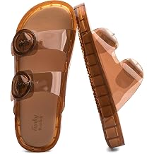 FUNKYMONKEY Women's Comfort Slides with Arch Support, Non-Slip Lightweight Foam Slip-on Flat Beach Sandals with Adjustable Buckle for Vacation & Everyday Wear